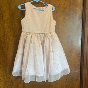 Rare Editions Pink Tulle Dress with Gold Star Accents